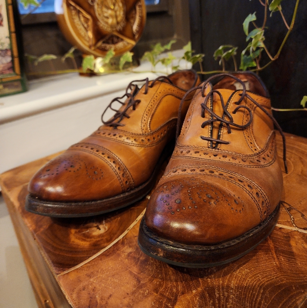 Allen Edmonds Brooks Brothers Dress Shoes Brogue Walnut 9D Rubber Sole